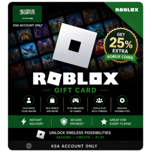 Roblox Gift Card – KSA Account (get 25% extra Robux coins)